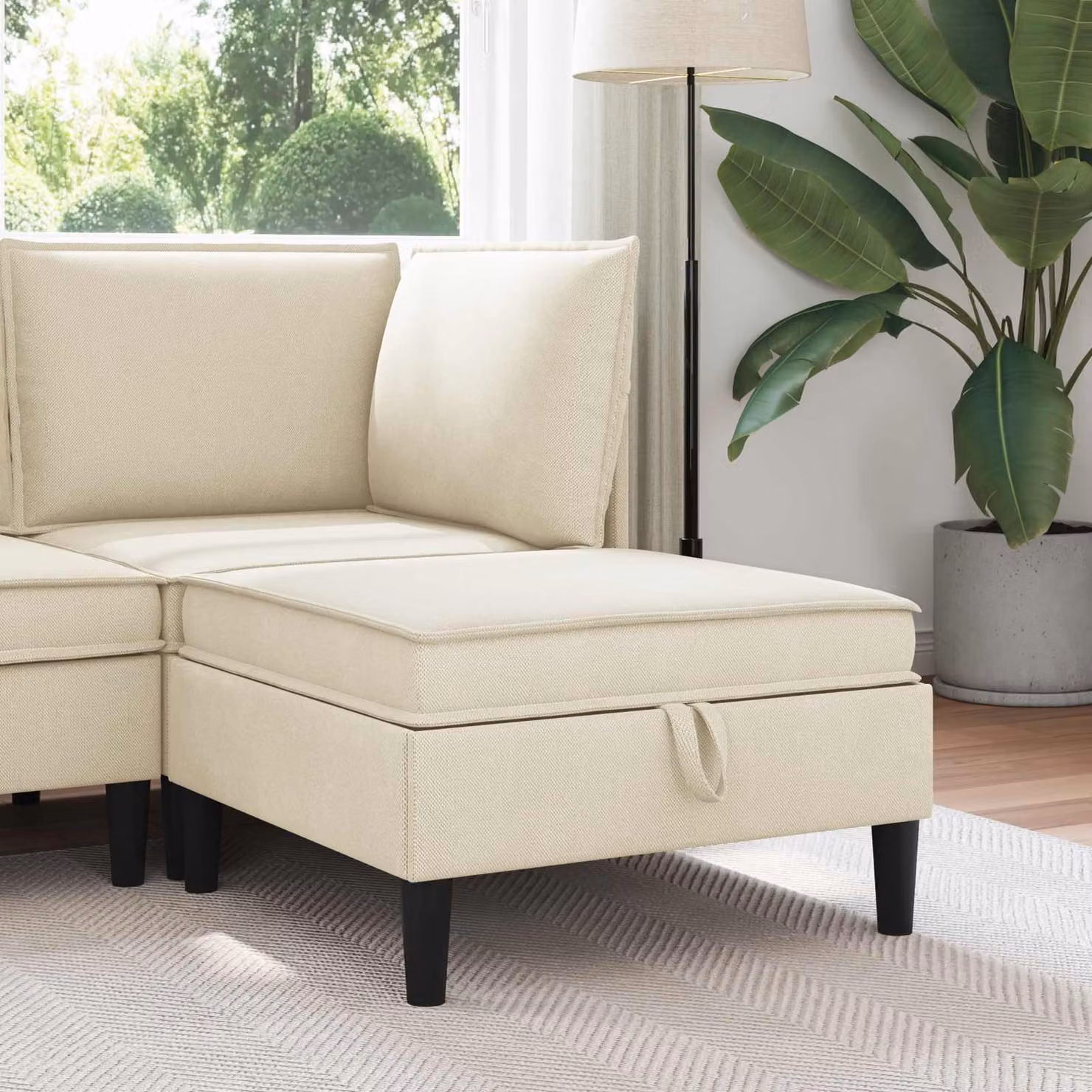 Pouf con contenitore vidaXL in velluto beige per soggiorno L/P/H: 70 x 40 x 40 cm