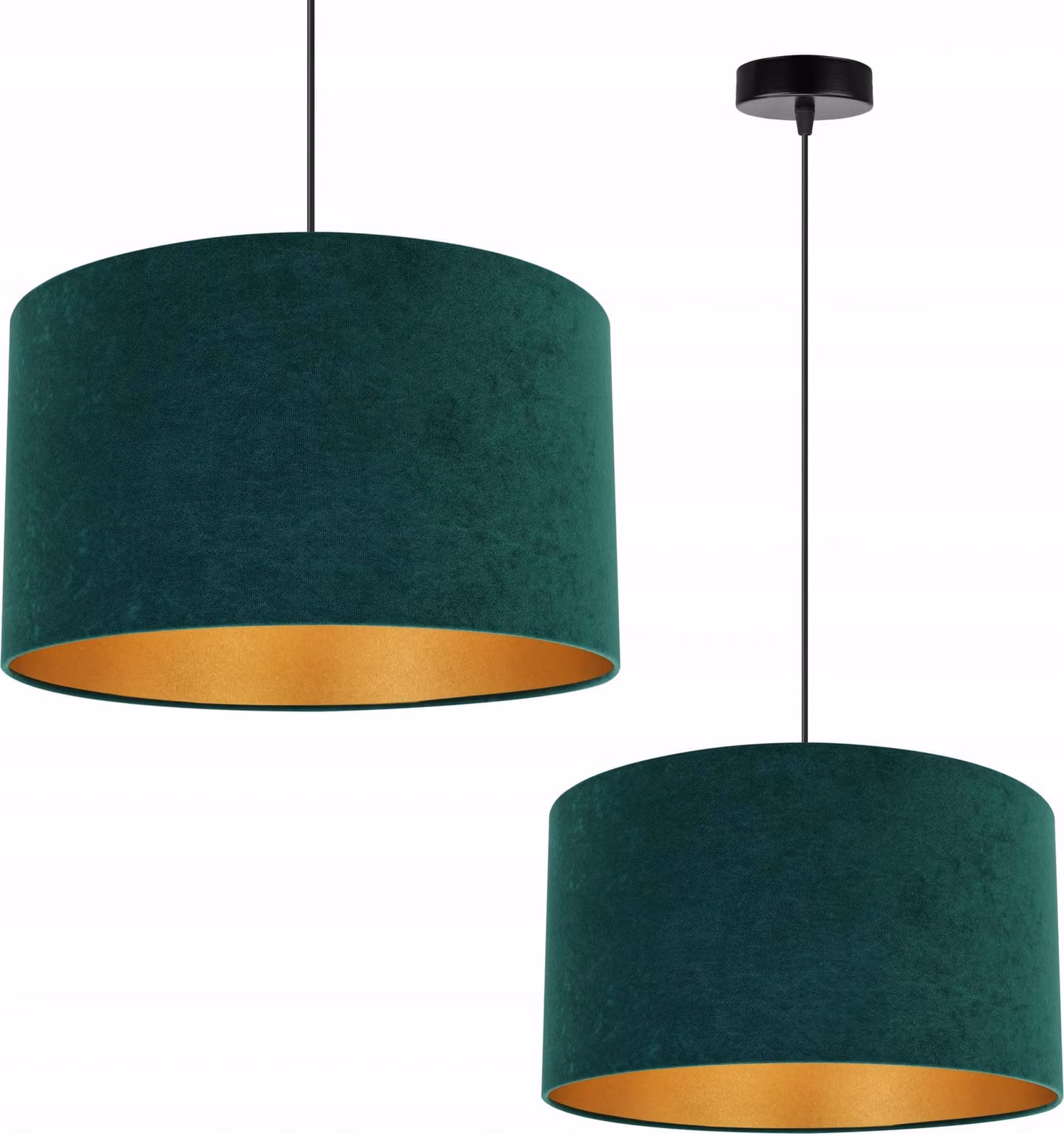 Lampada a sospensione Lampadario in velluto dorato Paralume