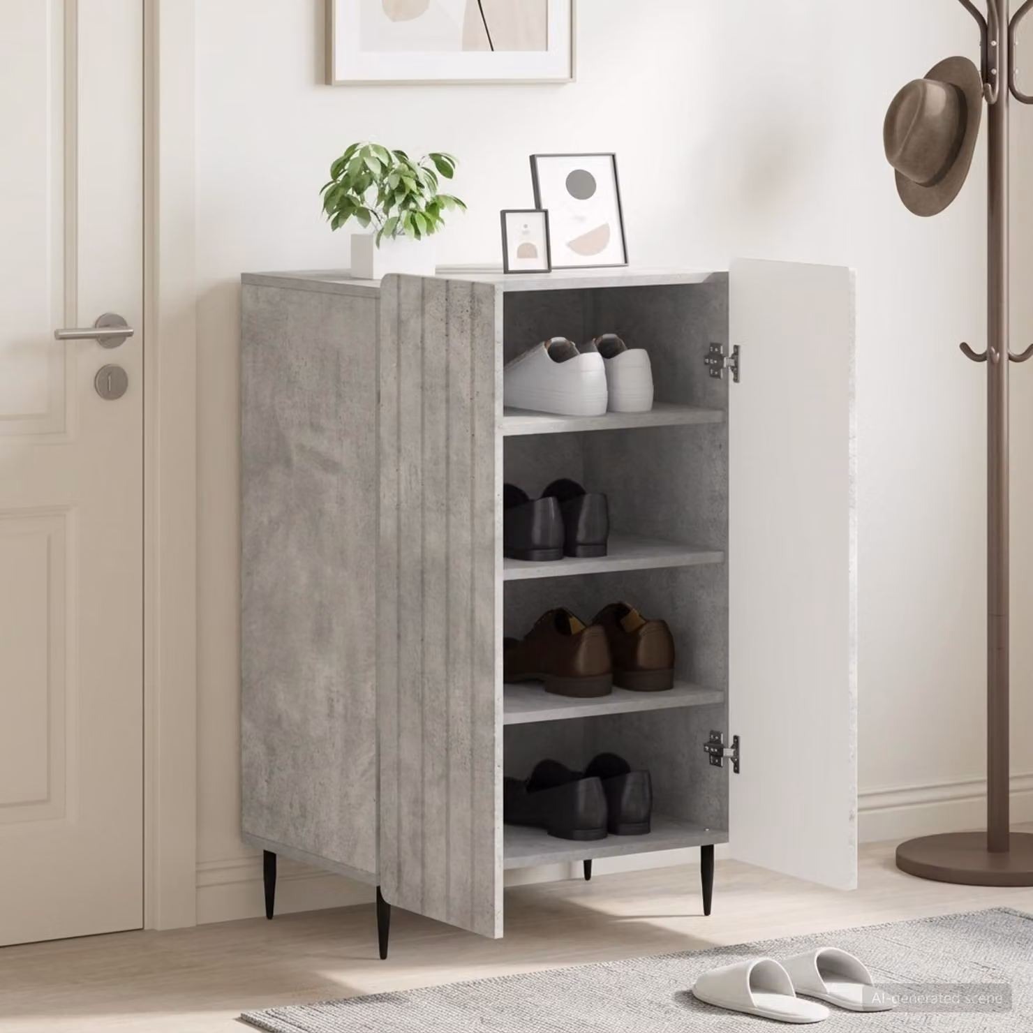 Mobile porta scarpe vidaXL ZWOLLE moderno con ante a battente, Grigio, L: 59,5 cm, P: 39,5 cm, H: 91,5 cm
