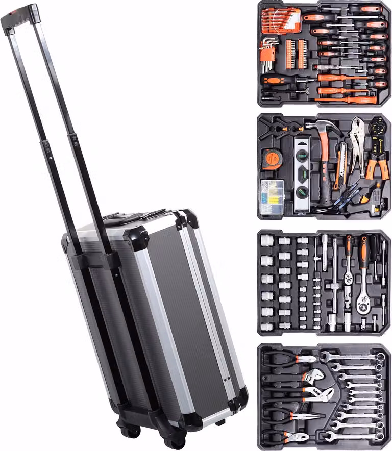 Compass 09456 - Valigetta portautensili 186 parti, ALU PREMIUM