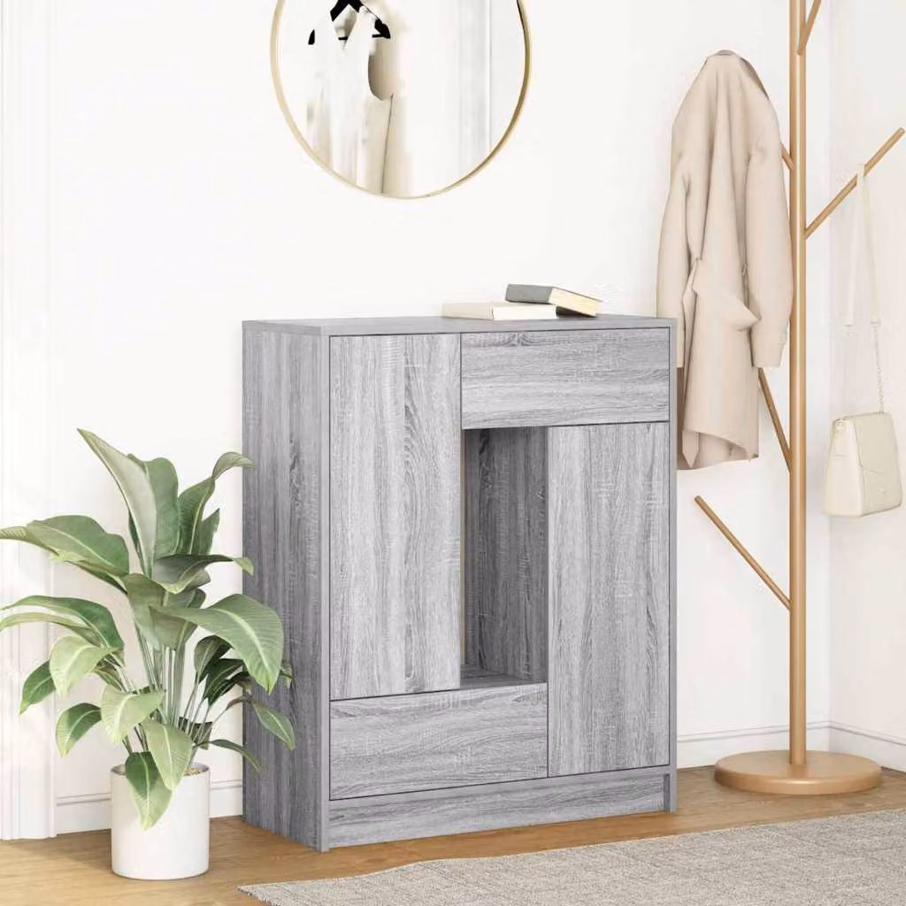 Credenza con cassetti e ante vidaXL in Grigio Sonoma, L: 73 cm, P: 31 cm, H: 90 cm
