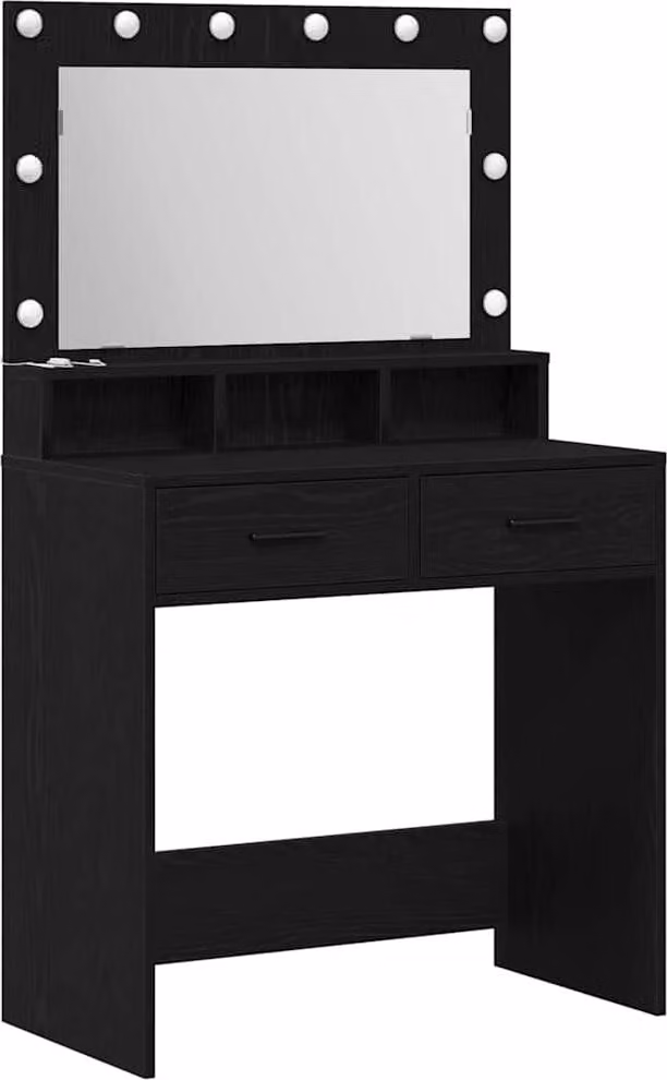 Tavolo da Trucco Rovere Nero 79 x 41 x 135 cm Legno multistrato