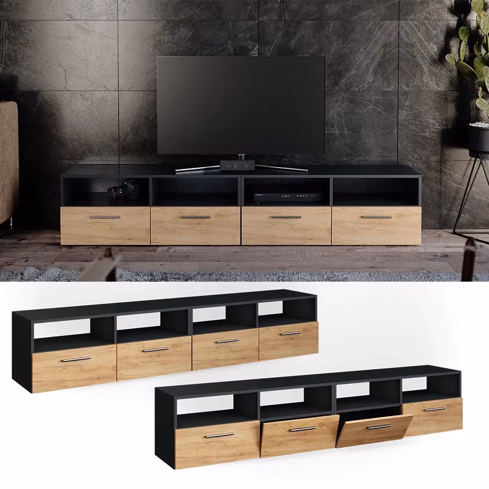 Mobile TV Diego Vicco Antracite L: 190 cm, P: 38 cm, H: 33,2 cm – 2