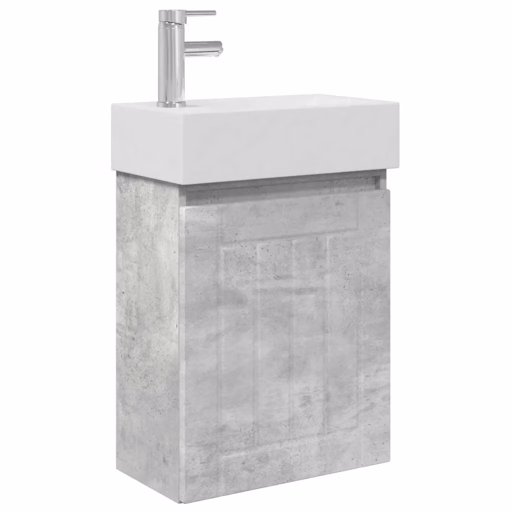 Mobile bagno sospeso vidaXL moderno in grigio e bianco con rubinetto L: 45,5 cm, P: 25,5 cm, H: 84 cm – 2