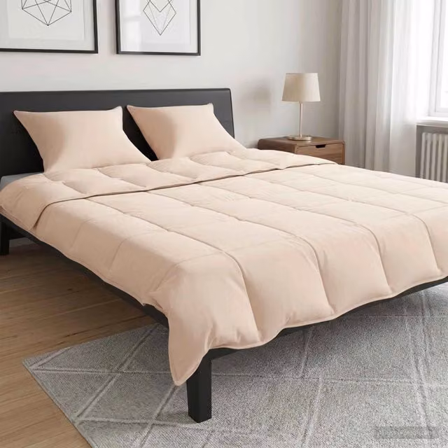 Set di 2 Piumoni vidaXL in Kapok e Poliestere, Traspiranti e Antibatterici, Beige, 200 x 200 cm – 1