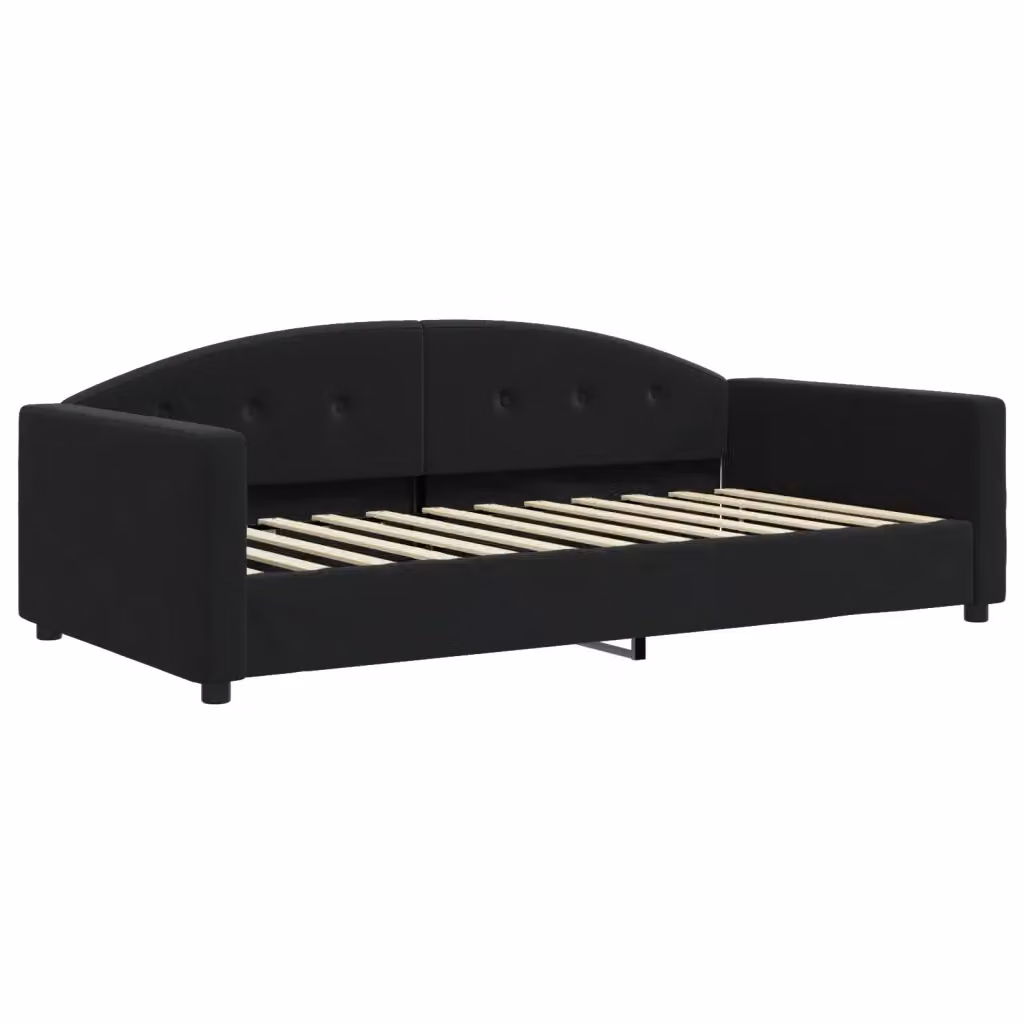 Letto da giorno moderno vidaXL in velluto nero con struttura in metallo e legno L/P/H: 200 x 110 x 75 cm – 2