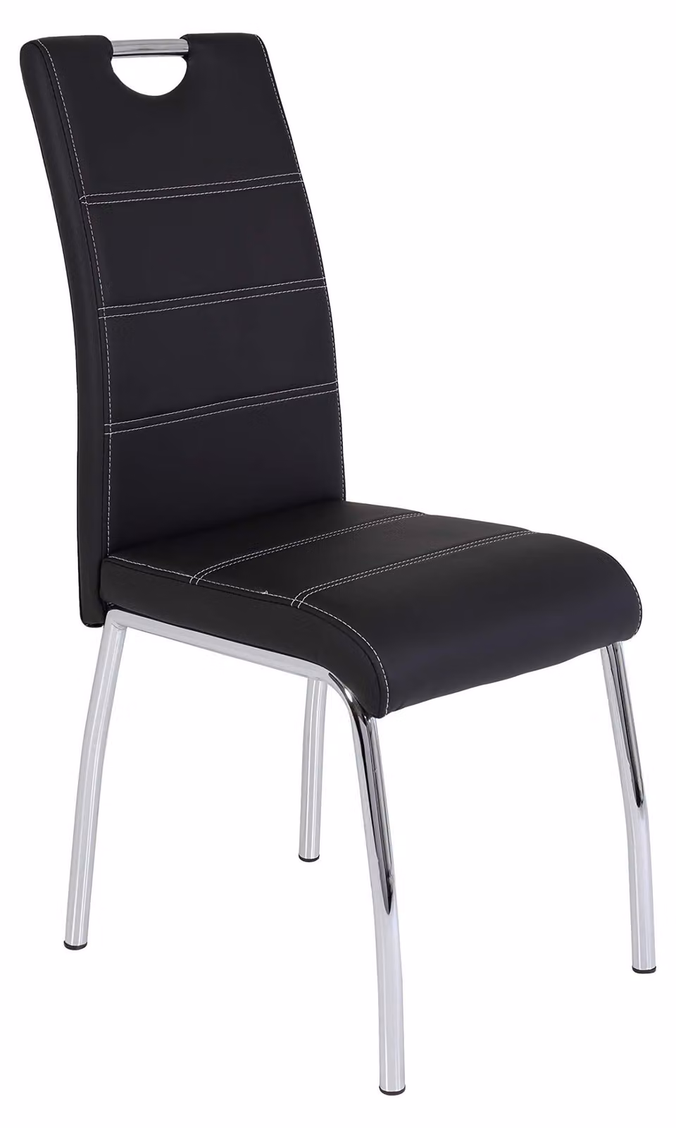 Sedia da pranzo SUSI, struttura in metallo nero, rivestimento in ecopelle, confezione singola