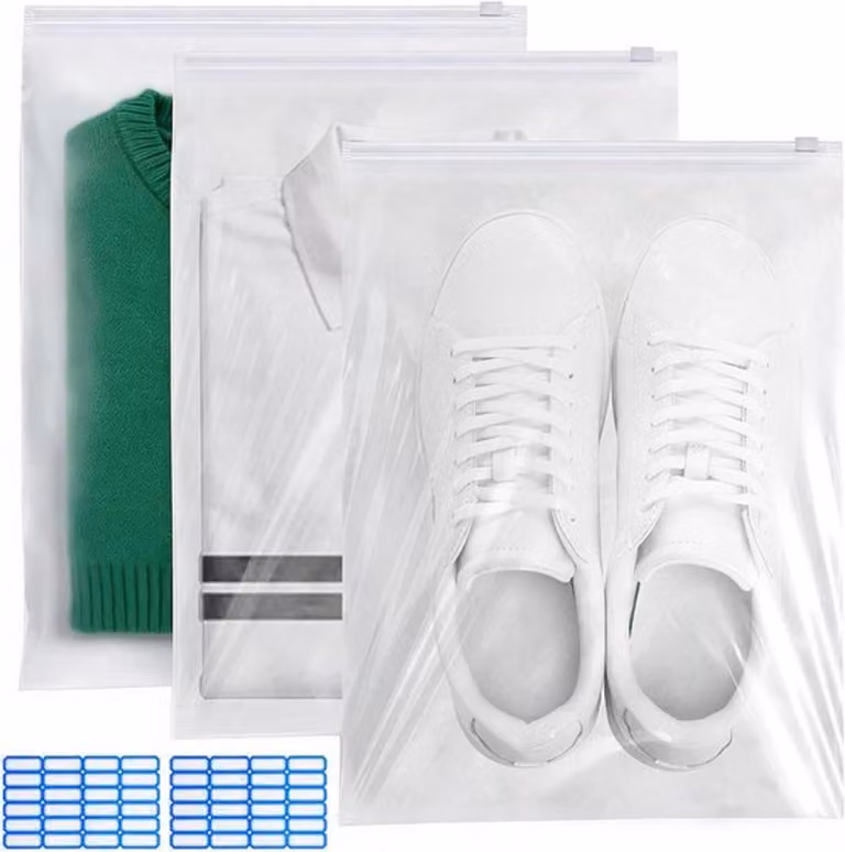 Set di 30 sacchetti impermeabili, dimensioni 30 x 40 cm, ideali per abbigliamento, scarpe e biancheria intima, perfetti per l'organizzazione e lo stoccaggio
