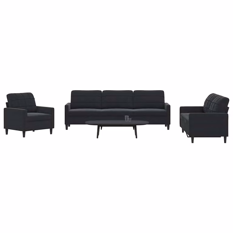 Set di divani vidaXL 4 pezzi in velluto nero con cuscini e pouf per soggiorno
