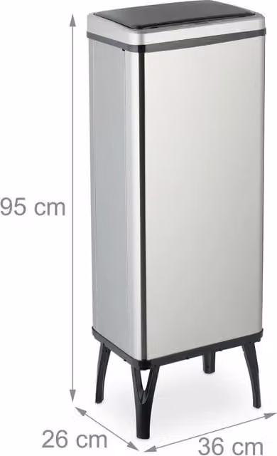 Pattumiera automatica con sensore 71,5 x 36 x 26 cm smaltimento igienico design moderno in acciaio inox argento 13_0016677