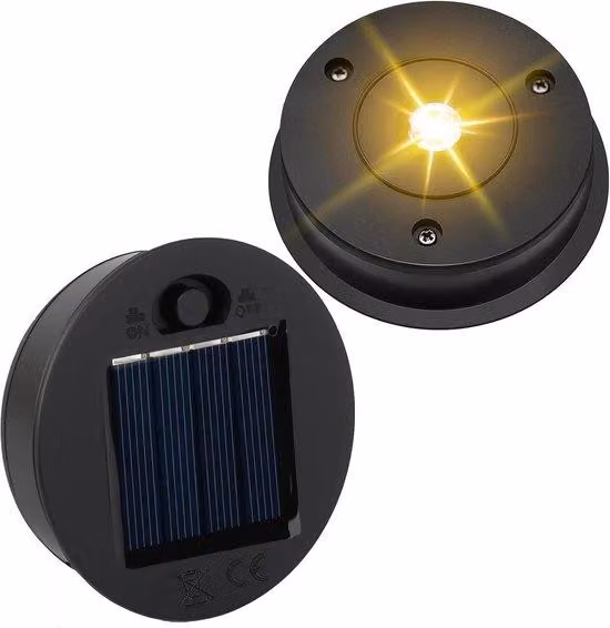 Set di 2 lampade solari, lanterne solari da 7 cm per esterni con luci LED luminose, coperchi di ricambio solari per lampade solari, illuminazione per giardino e officina
