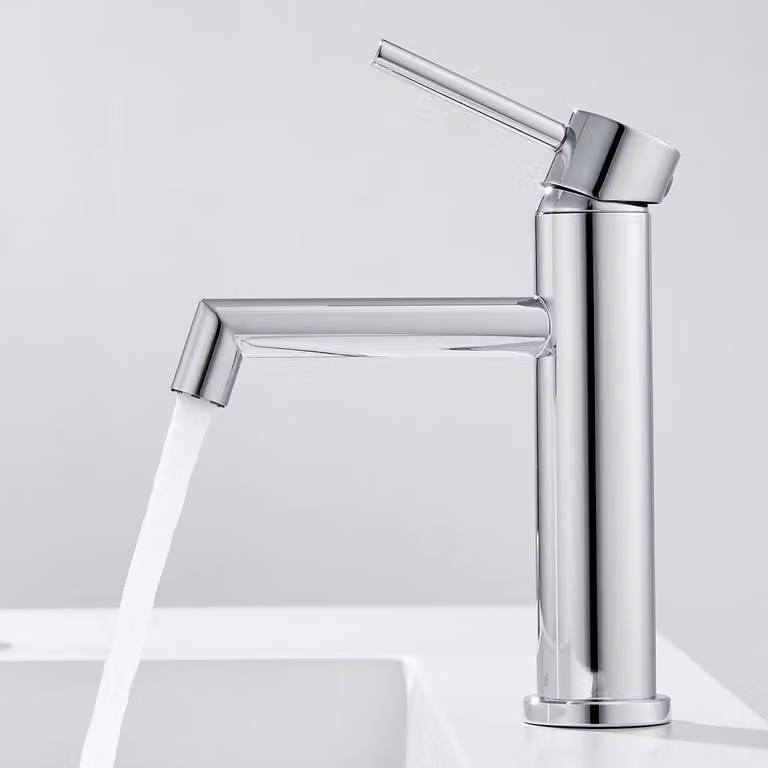 Miscelatore monocomando per lavabo, 111 mm, cromato, in acciaio inossidabile, per bagno degli ospiti