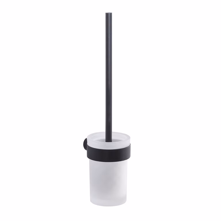 Scopino WC con ciuffo in setole da muro in ottone e Cromall PI33-03 Gedy serie PIRENEI Nero Opaco
