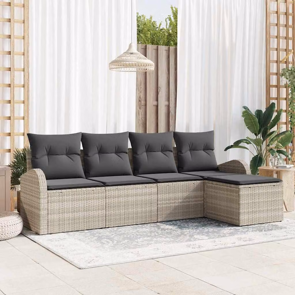 Maison Exclusive - Set di divani con cuscino 5 pcs Grigio chiaro polyrattan