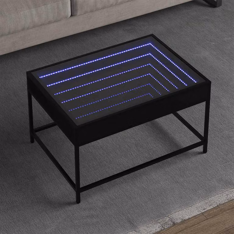 vidaXL Tavolino da Salotto Moderno con LED Nero L: 70 cm, P: 50 cm, H: 41 cm