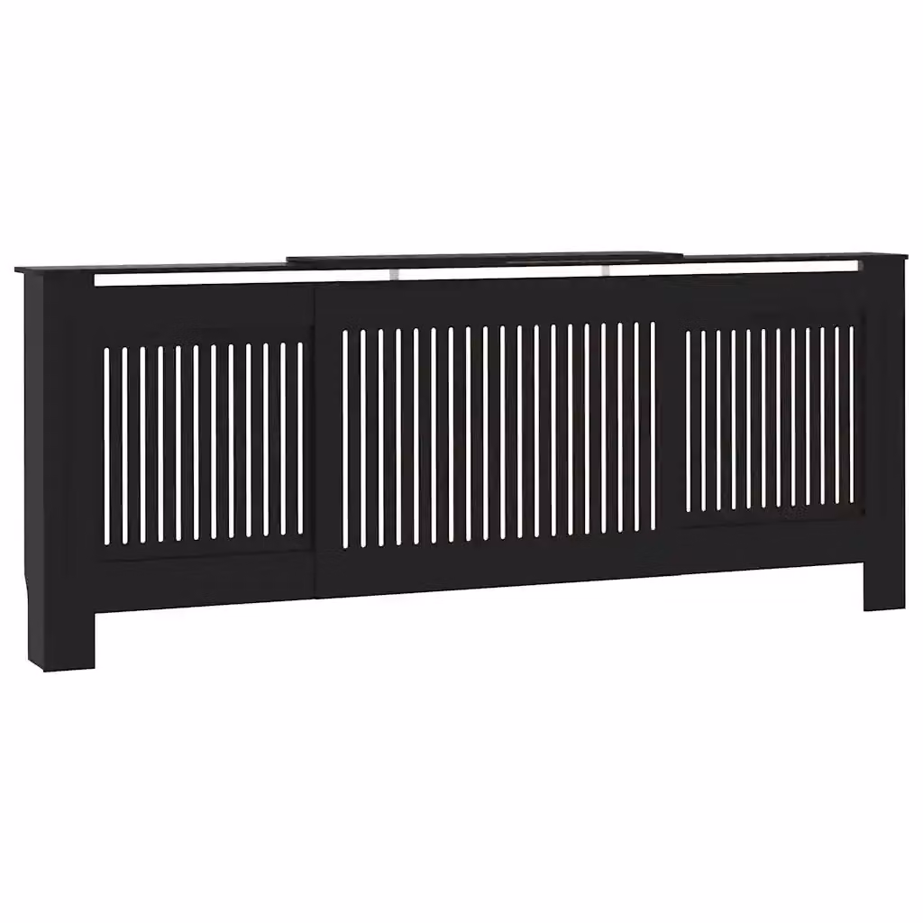 Copertura per radiatore vidaXL in legno multistrato nera moderna L: 205 cm, H: 81,5 cm, P: 20,5 cm – 2