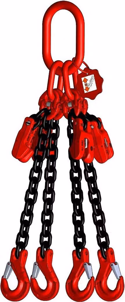 Catena da imbracatura grado 8 a 4 fili 6,0 m 13 mm con accorciamento nero