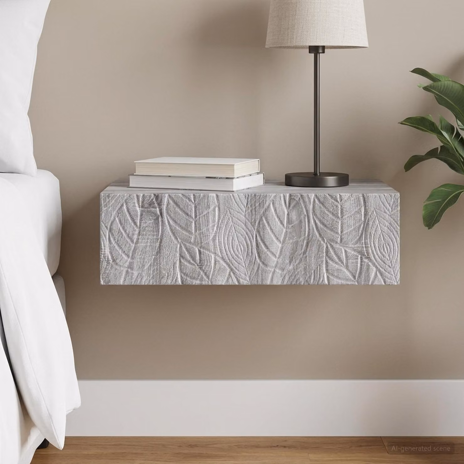 vidaXL Tavolino da parete laterale moderno in MDF laminato, colore grigio, L 87,5 x P 34,5 x H 17 cm