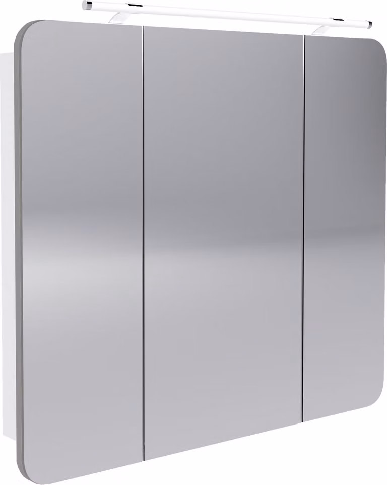 FACKELMANN Armadio a specchio LED MILANO / Armadio da bagno con effetto 3D / Chiusura ammortizzata / Dimensioni (L x A x P): circa 90 x 78 x 15,5 cm / Armadio con specchio e LED per il bagno / 3 ante / Corpo: bianco