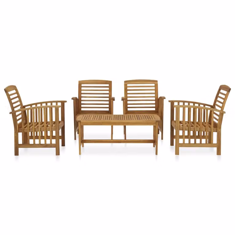 Set Divani da Giardino 5 pz in Legno Massello di Acacia