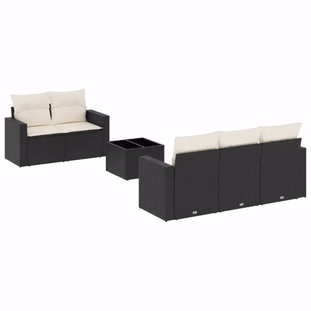 Set Divano da Giardino vidaXL 6 pz a Forma a L con Cuscini e Tavolino, Polyrattan Nero e Struttura in Acciaio Verniciato a Polvere – 2