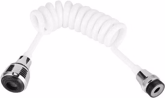 Prolunga per soffione doccia - Prolunga per rubinetto da cucina - Facile da pulire - Prolunga flessibile - 30-140 cm - Bianco