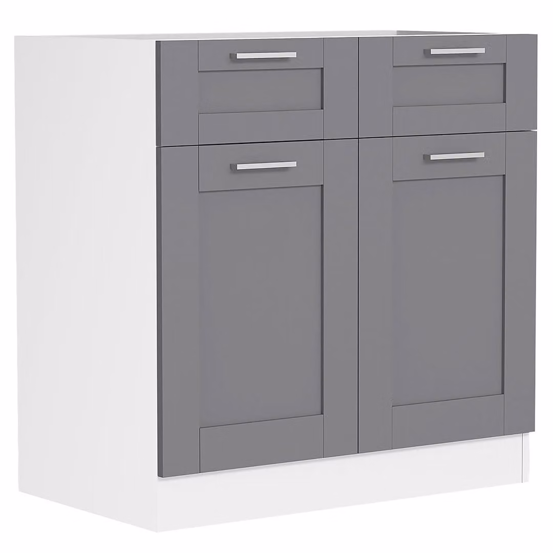 Armadio da cucina | Dimensioni ca. H. 82 x W. 80 x. T. 46 cm | Armadio inferiore con due ante girevoli e due cassetti in stile country house | Mobili da cucina – Colura