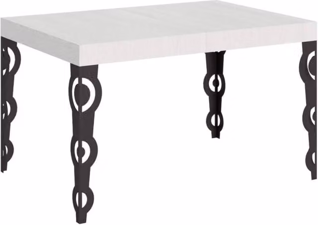 Tavolo allungabile 140/224x80cm Karamay bianco frassino gambe antracite