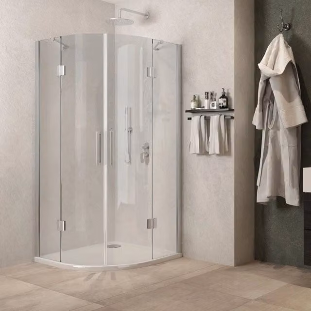 Box doccia semicircolare angolare Ginestra IX in cristallo trasparente, H 195 cm x L 88 cm x P 88 cm, spessore 8 mm