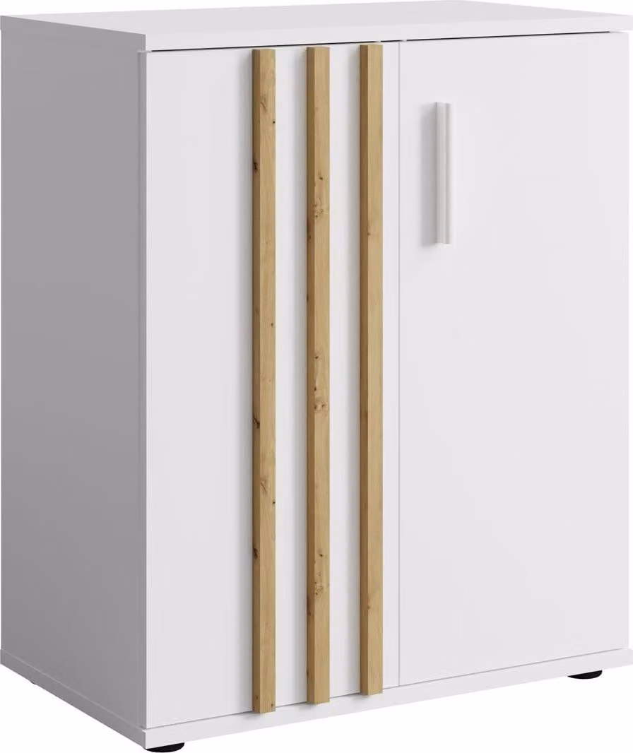 Cassettiera con ante VANADILO 1 - rovere artigianale / bianco