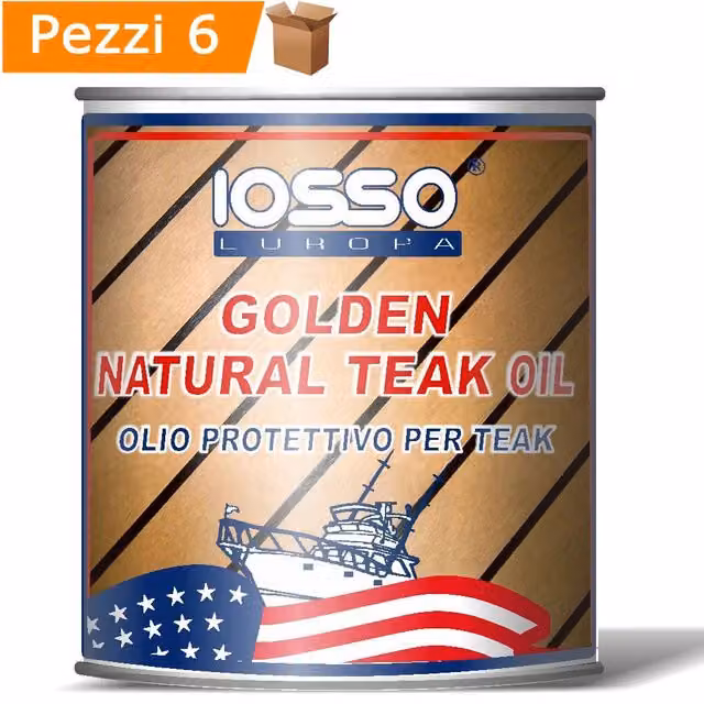 Multipack da 6 pezzi di olio per teak IOSSO colore natural teak oil, 0,75 l ciascuno
