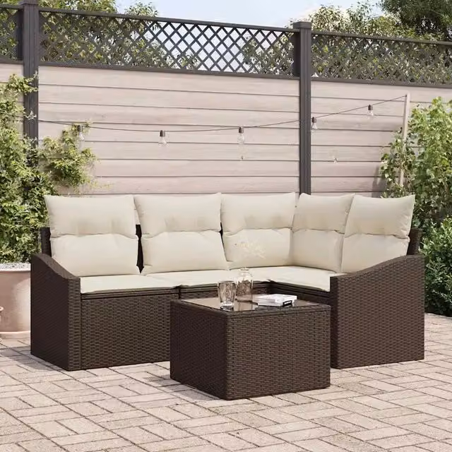 Set di divani 5 pz Marrone polyrattan 3346708