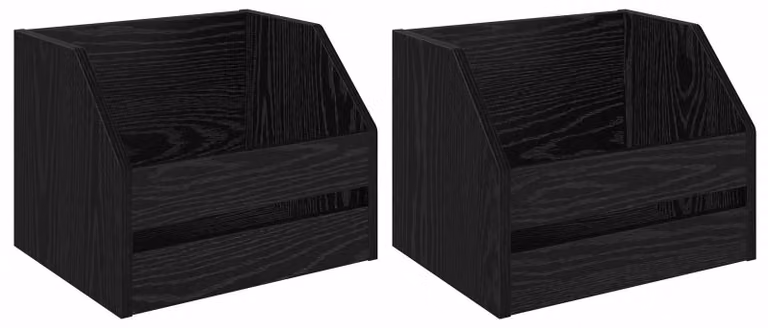 Set di 2 supporti per dischi in vinile, finitura effetto legno di quercia nero, dimensioni 38 x 30 x 29 cm