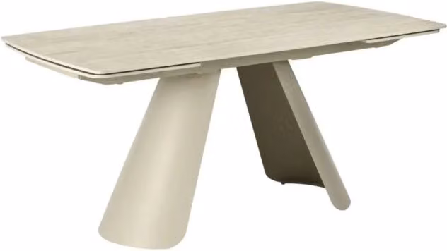 Tavolo da pranzo allungabile MEUBLORAMA in ceramica beige e metallo per 6 persone