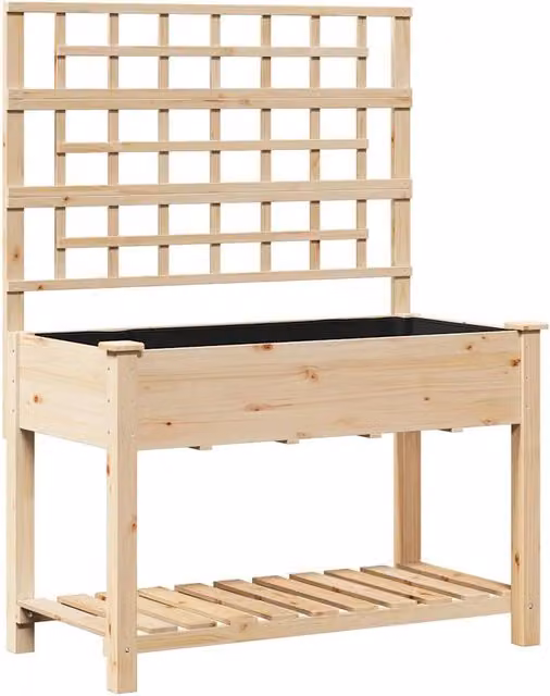 Fioriera da giardino moderna HELLOSHOP26 in legno massello di abete colore beige L: 115 cm, P: 60,5 cm, H: 153 cm