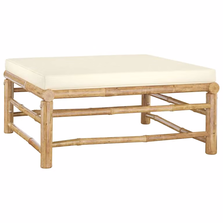 vidaXL Set Divani da Giardino 6 pz in Bambu con Cuscini Bianco e Beige