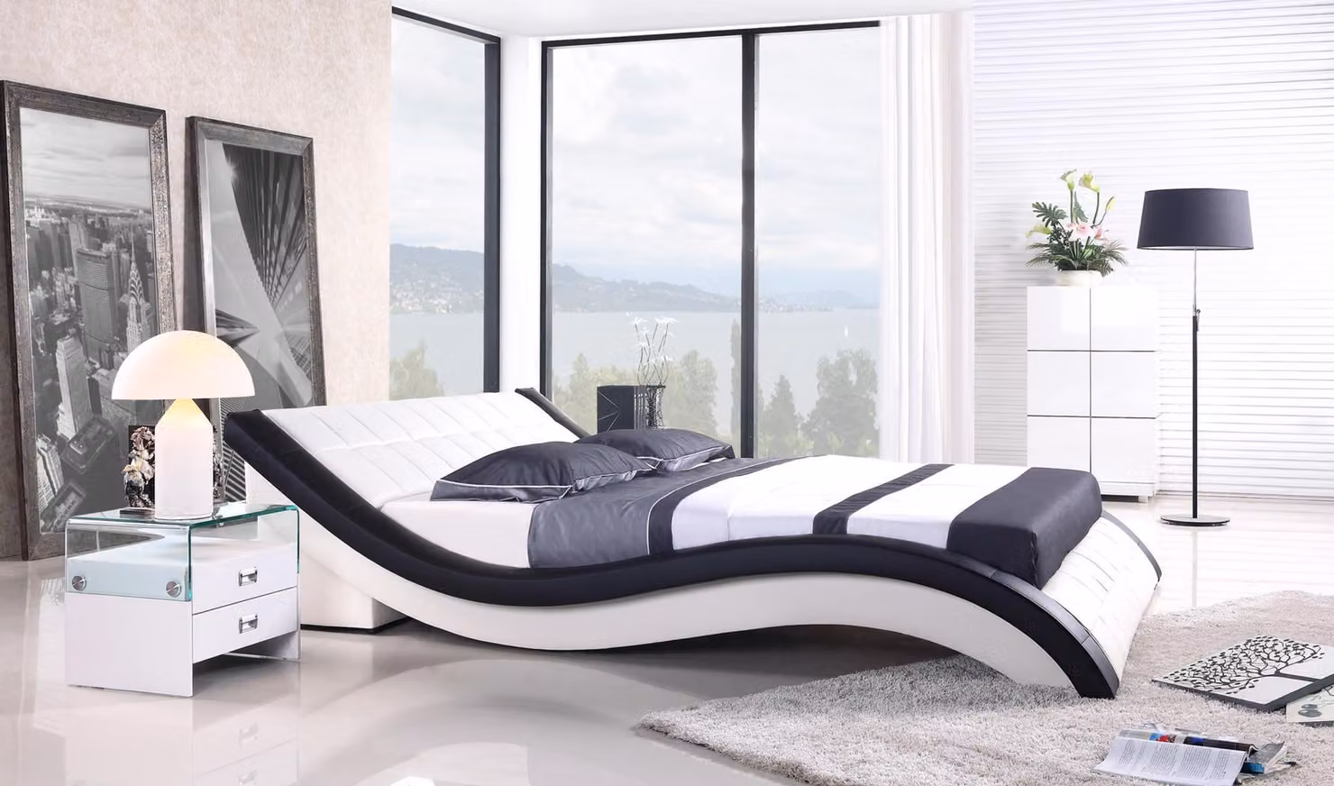 Doppel Hotel Betten Ehe Schlafzimmer Textil Bett Polster Design Luxus Metall