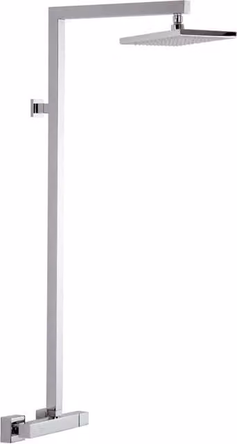 Set doccia Remer serie Qubika con colonna rigida in ottone e finitura cromata argento