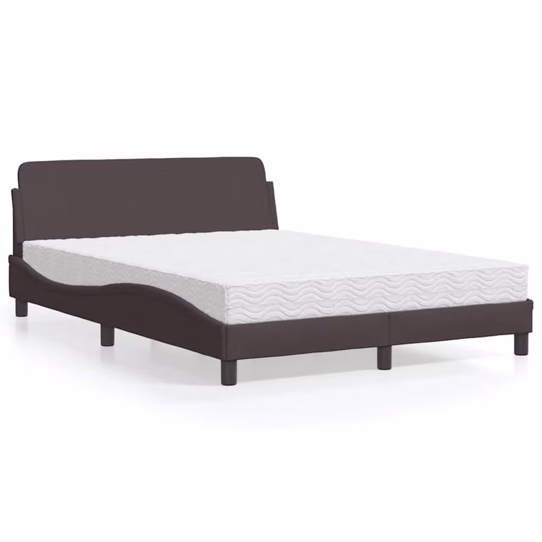 Letto con Materasso Dover vidaXL in Tessuto Marrone e Bianco L/P/H: 140 x 190 cm