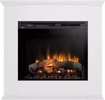 Caminetto Elettrico da Pavimento a Libera Installazione con LED 28 Pollici Bianco KELIA