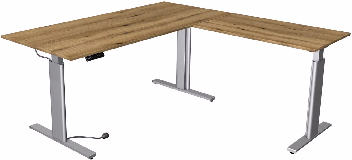 Tavolo alto/basso Move 3 LxP 180x180 cm (con tavolo aggiuntivo) argento/rovere