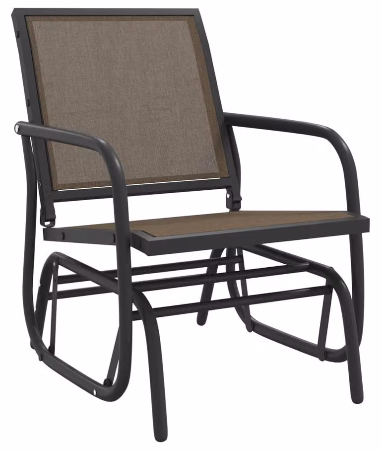 Sedia a Dondolo Giardino Marrone 61x76x87cm Textilene e Acciaio