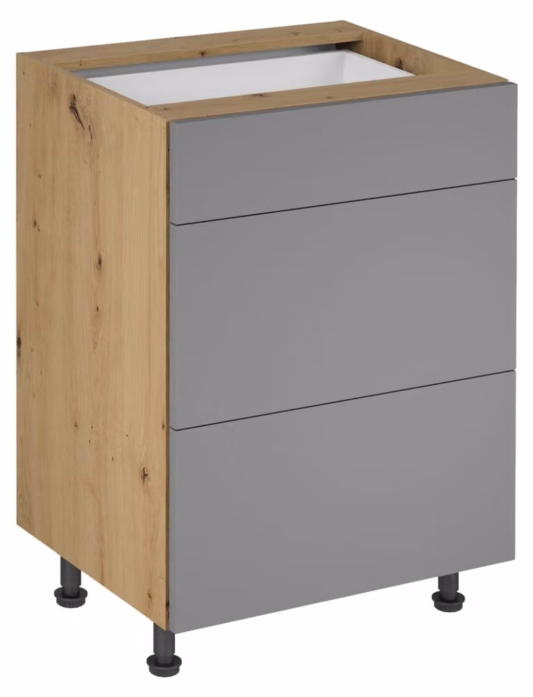 Mobiletto con cassetti inferiore VALEN 1 - larghezza 60 cm, rovere artigianale / grigio-beige