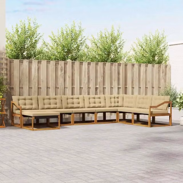 Set di divani da esterno 8 pz Naturale e Beige 3369756