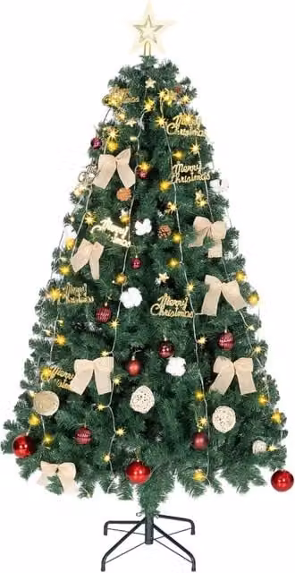 Albero di Natale Minimal Verde con Luci LED Bianco Caldo, Altezza: 180 cm