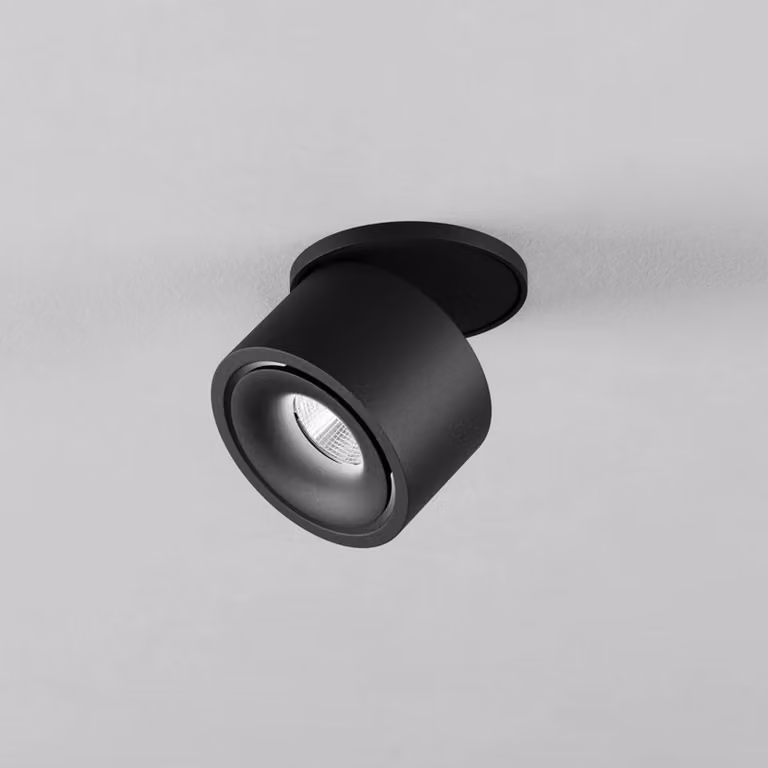 Egger Licht DLS faretto da incasso DL Clippo S EP, nero, DTW Ø 7,5 cm dimmerabile, Nero, Soggiorno / Sala da pranzo, Alluminio, Moderno
