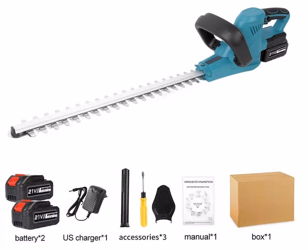 Tagliasiepi a batteria - Tagliabordi - Motore brushless da 2000 W - Batteria da 18 V - Doppia lama - Con 2 batterie e caricabatterie