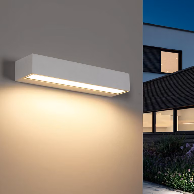 Lampada da parete esterna a LED, 16W, grado di protezione IP65, luce bianca calda a 3000K, 1800 lumen, dimensioni 30x8x5 cm