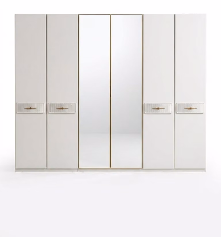 Bett Schrank Kommode Schminktisch Beige Modern Luxus Set