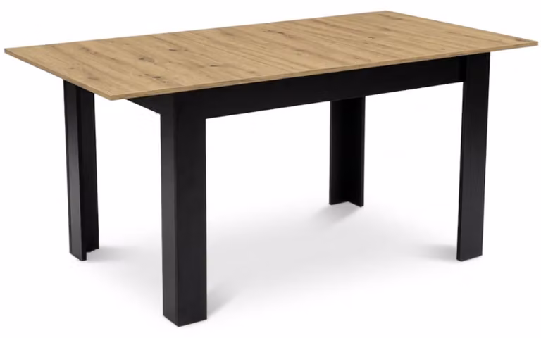 Tavolo allungabile rettangolare 120-160 x 80 cm per cucina-sala da pranzo, per 4-6 persone, rovere Artisan